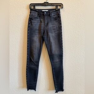 KanCan Black/Gray Washed Studded Skinny Jeans